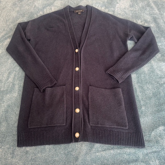 Ann Taylor Sweaters - Ann Taylor Navy Blue Wool Blend Cardigan Sweater Pearl Buttons Size XS